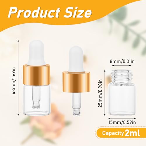 20 Pack 2ml Mini Dropper Bottle for Cuticle Oil - size: 2ml