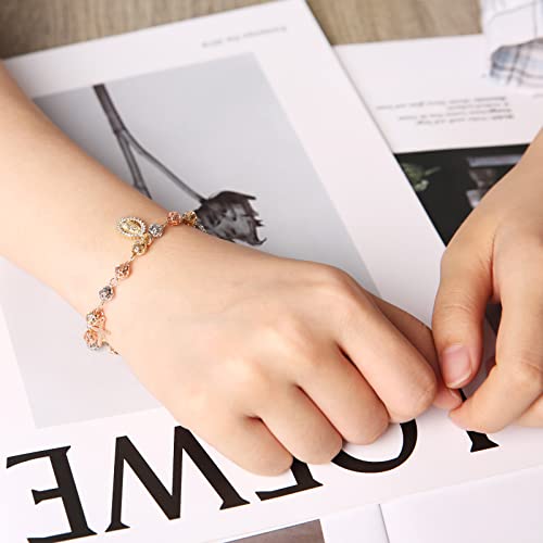 HZMAN Brass Virgin Mary Cross Rosary Bead Bracelet for Women - color: Virgin Mary & Cross