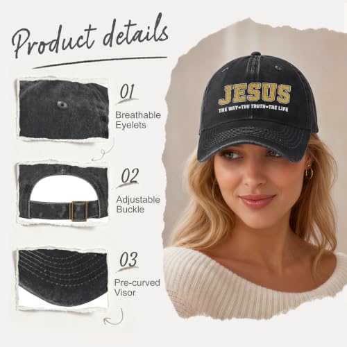 Religion Christ Christian Jesus Baseball Cap for Men Women Adjustable Retro Washed Golf Dad Caps Funny Graphic - color: Jesus the Way the Truth the Life Faith