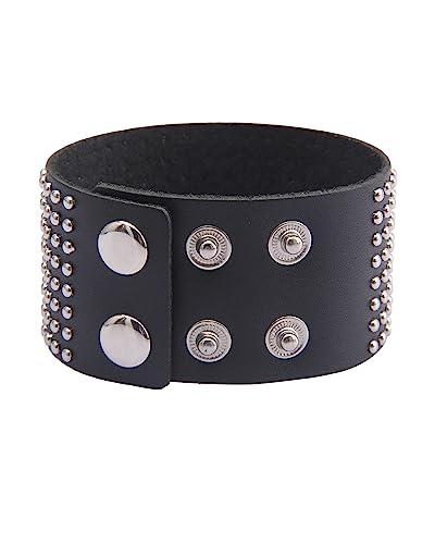 Jeilwiy Punk Rock Gothic Black Rivet Leather Spiked Necklace Collar Neckband Leather Choker Necklace for Women Mom Gifts Adjustable - color: Black Wrist Cuffs