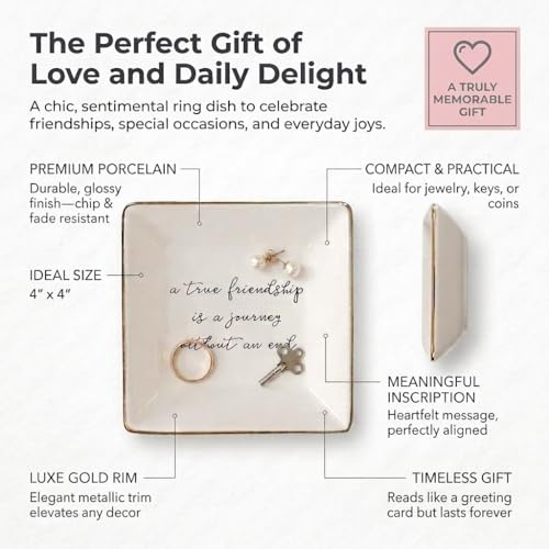 Simply Charmed Best Friend Gift for Women - Birthday Gift for Friend - Ceramic Ring Dish for Her Jewelry - Trinket Tray or Dish - style: True Friend