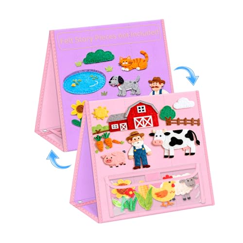 Felt Board for Toddlers, Double-Sided Flannel Board, Reversible Pink/Purple - color: Pink