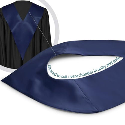 Premium Choir V Stole - Solid Color - Satin - Unisex - color: Navy Blue