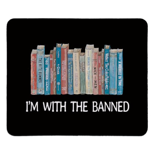 Book Black Mouse Pad, Cute Small Mouse Pads for Desk, Book Lovers Gifts, Mouse Mat Square Non-Slip Rubber Base Gaming Mousepad for Desk Keyboard Laptop Computer Office, 9.5x7.9 Inch - color: Book Banned