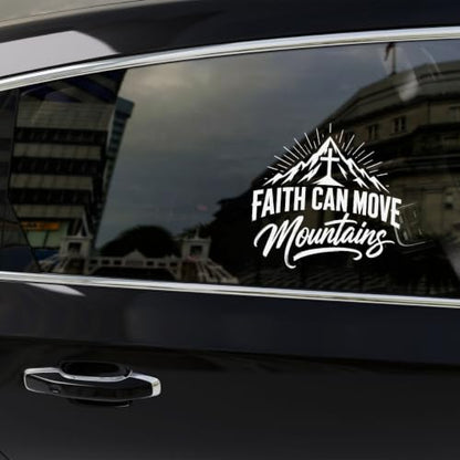 2PCS Faith Mountain UV DTF Sticker, Religious Quote Car Window Decal 10in - color: Faith Can Move