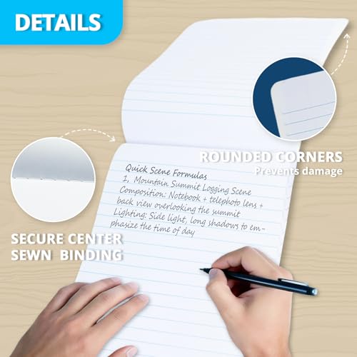 ONAVIA Mini Composition Notebooks, Wide Ruled, 160 Pages, 6 Pack, Black - color: Black, size: 4.75 x 7.5"