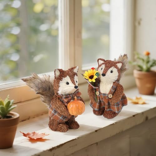 winemana 2 Pack Fox Fall Decorations for Home, Thanksgiving Table Decor - style: style 2