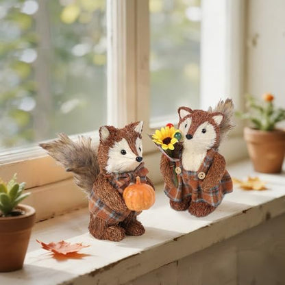 winemana 2 Pack Fox Fall Decorations for Home, Thanksgiving Table Decor - style: style 2