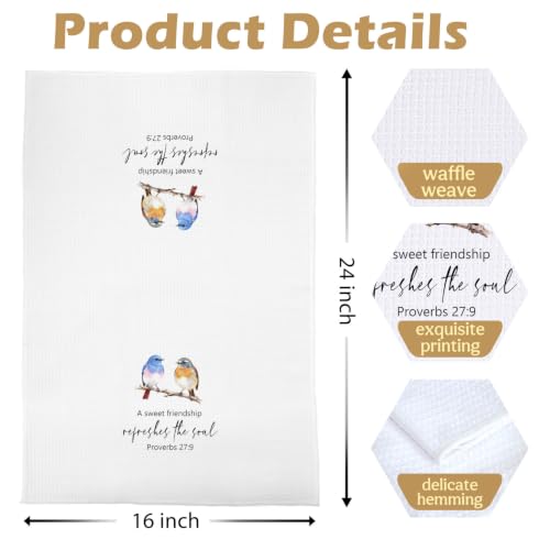Friendship Christian Kitchen Towels - Bible Verse Gifts Decorative Waffle Dish Towels, Bird Gift Hand Towel, Christian Gifts Tea Towel, 16×24 Inches - color: Christian- 14