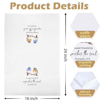 Friendship Christian Kitchen Towels - Bible Verse Gifts Decorative Waffle Dish Towels, Bird Gift Hand Towel, Christian Gifts Tea Towel, 16×24 Inches - color: Christian- 14