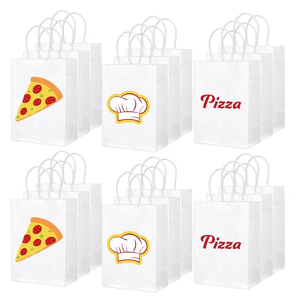 Weekgrat 18 Pcs Pizza Party Themed Bags with Handles 3 Styles Double Side Print Snack Candy Gift Bag for Pizza Party Decor Supplies - style: Pizza