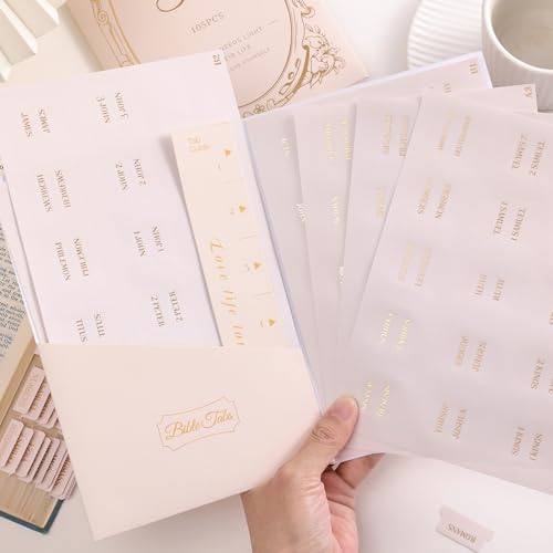 Laminated Bible Tabs for Women Men, Creamy, Gold Foil Embossed Lettering - style: Gold Foil Creamy