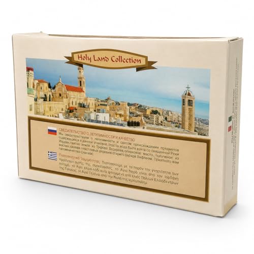 Authentic Holy Land Blessing Set – 4-Piece Biblical Elements Gift Box with Anointing Olive Oil, Sacred Jerusalem Soil, Jordan River Holy Water & Aromatic Frankincense Incense (Bethlehem)