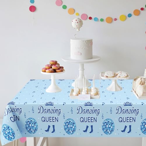 3 Pcs Dancing Queen Tablecloths, Disposable Blue Disco Ball Table Cover - color: Dancing Queen