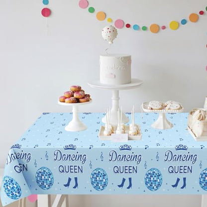 3 Pcs Dancing Queen Tablecloths, Disposable Blue Disco Ball Table Cover - color: Dancing Queen