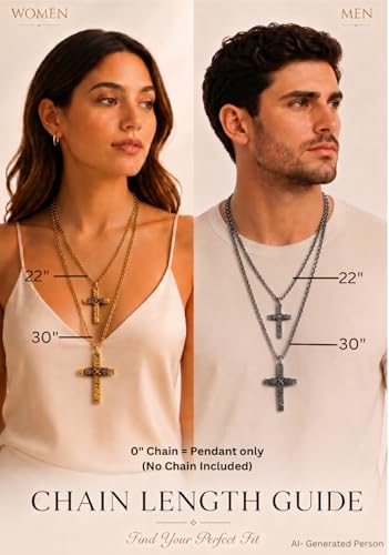 Cross Necklace for Men & Women, Braided Rope Detail - color: High Polished Black