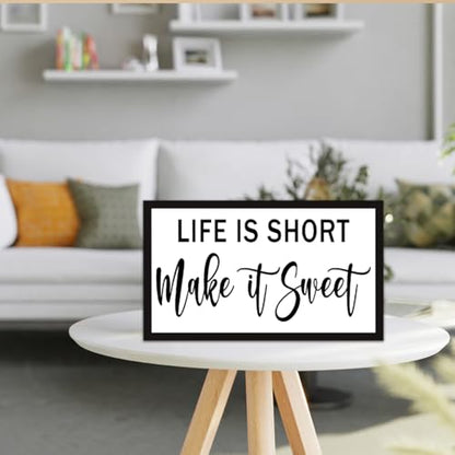 Life is Short Make it Sweet Inspirational Wood Box Sign,Motivational Quote Wooden Block Sign Desk Decor for Home Office Bedroom Shelf Tabletop Decor - style: Life is Short Make it Sweet