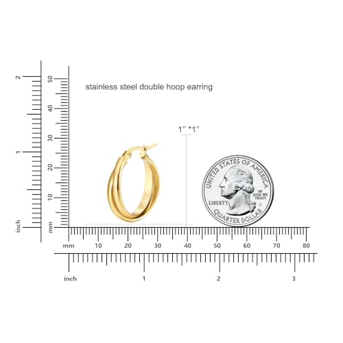 Criss Cross Hoop Earring for Women,24mm Wide Intertwined Round Hoops Jewelry - color: Gold