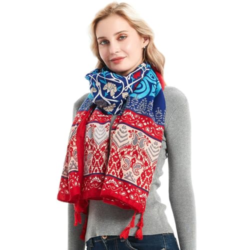 Yeieeo Boho Scarf for Women Lightweight Floral Printed Scarf Fall Winter Fashion Fringed Shawl - color: Floral 24