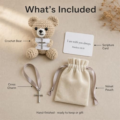 Crochet Prayer Bear with Bible Verse Card, Christian Gift for Women