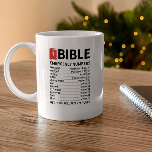 Panvola Bible Emergency Numbers Christian Mugs For Women Mug 11oz White