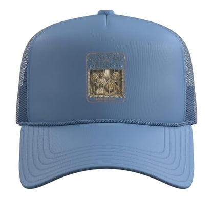 He Delivers and Rescues Daniel 6:27 Bible Verse Christian Trucker Hat with Adjustable Mesh Back - color: Light Blue