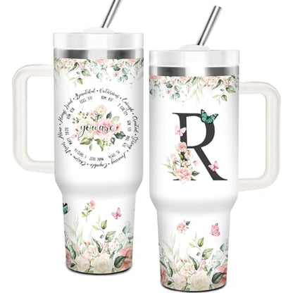 Christian Gifts for Women, Initial R Tumbler 40Oz - style: Initial R cup