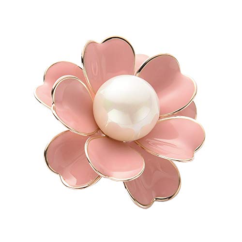 Women's Flower Pearl Enamel Brooch Pins for Ladies Jewelry - color: Pink
