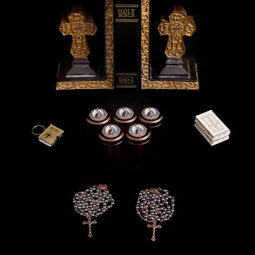 6mm Rosary Beads with Rosary Box, Black Glass Saint Benedict Necklace, Anglican Prayer Beads Catholic Gifts - color: Rosary-6-9