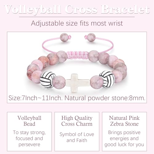 Bracelets for Girls Cross Soccer Bracelets Birthday Gifts for Girl - color: 5# Volleyball Girl