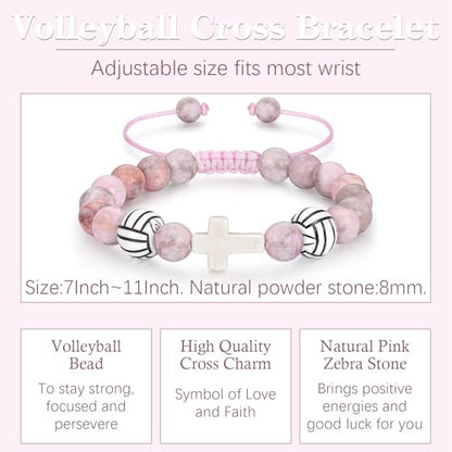 Bracelets for Girls Cross Soccer Bracelets Birthday Gifts for Girl - color: 5# Volleyball Girl