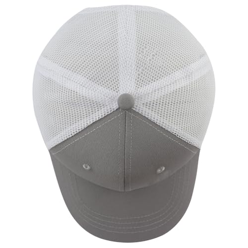 Leather American Flag Faith Over Fear Trucker Hats for Men Women, Adjustable Mesh Snapback Baseball Cap - color: Gray