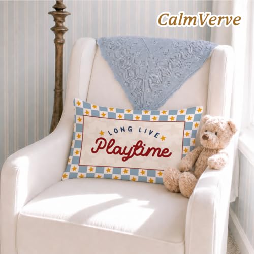 Playroom Decor Long Live Playtime 12x20 Pillow Cover, Playtime Checkered Decorative Throw Pillow Covers Pillowcases Decorations for Kids Nursery Room Bedroom Playroom Decor - color: Long Live Playtime-12x20