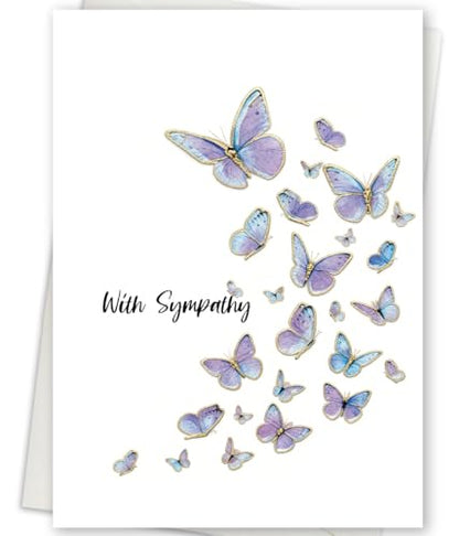 Sympathy Card with Butterflies – Elegant Condolence Card for Loss of Loved One, Minimalist Bereavement Card, Comforting Memorial Card for Grief Support - style: Card-244