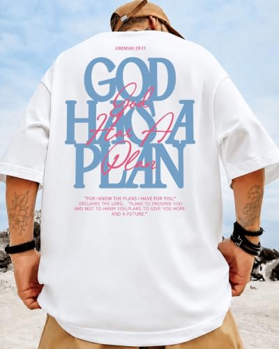 KUYIGO Men's Christian Faith Graphic T Shirt Scripture Crewneck Tee - color: White, size: Small
