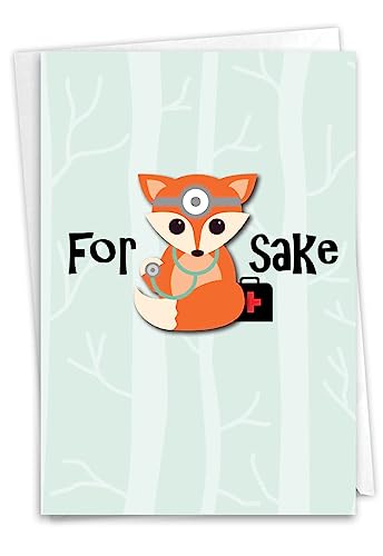 NobleWorks - Funny Get Well Greeting Card with 5 x 7 Inch Envelope (1 Card) For Fox Sake C4676GWG - style: For Fox Sake