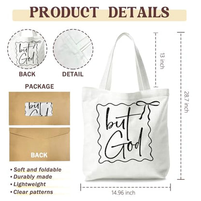 Bible Tote Bags Cute Christian Preppy Canvas Tote Bag Christian Gifts for Women Reusable Shopping Bags(Parent) - color: But God-1