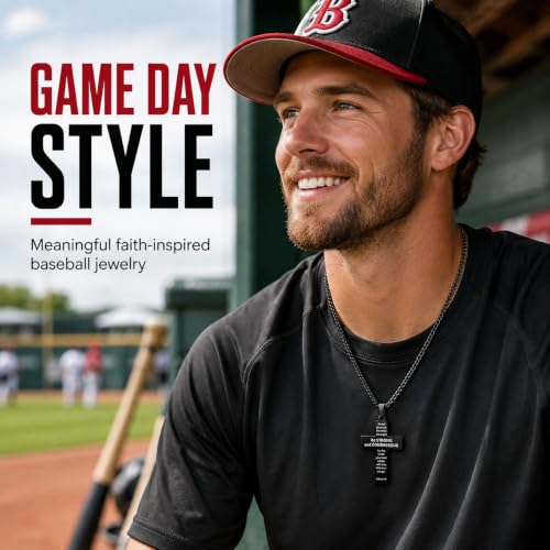 Smilelife Soccer Baseball Basketball Football Cross Necklace for Boys Men - style: Baseball