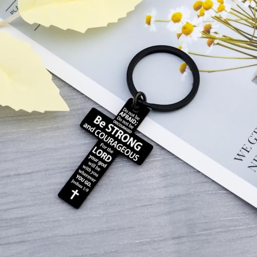 Cross Keychain for Men Women Jesus Keychain Christian Key chain Bible Verse Accessories Scripture Religious - color: Black