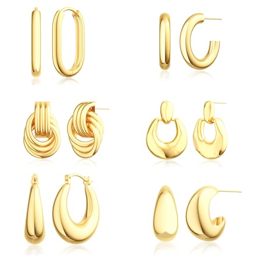 Small 4Pcs 14K Gold Huggie Hoop Earrings Sets for Women Non Tarnish - style: Gold&Sty24