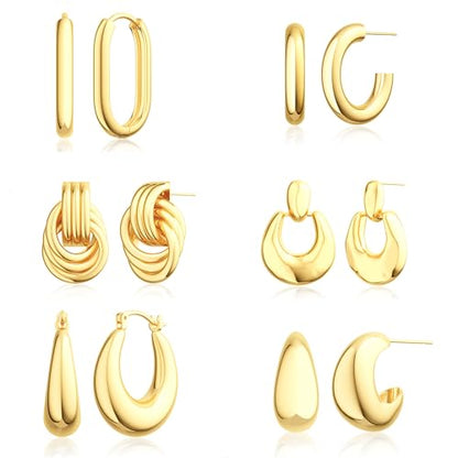 Small 4Pcs 14K Gold Huggie Hoop Earrings Sets for Women Non Tarnish - style: Gold&Sty24