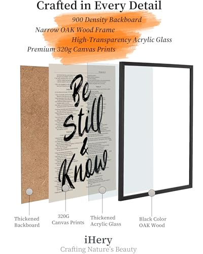 iHery 16x20in Psalm 46:10 Be Still and Know Framed Christian Wall Art - color: Black Framed Be Still, size: 20"L x 16"W