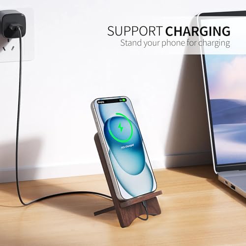 Cell Phone Stands, Desktop Stand, Luxury Nature Wood Simple Phone Stand, Compatible with iPhone & All Cell Phones, Ultra-Stable, Portable & Non-Slip Design, 2 Pieces, Walnut - color: Walnut
