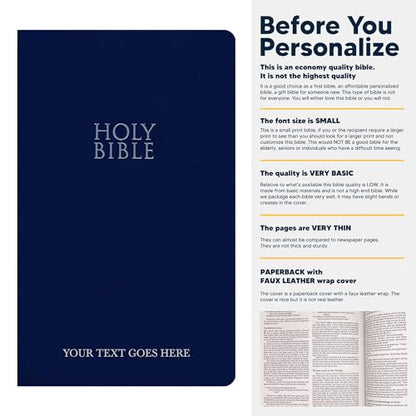 Personalized NIV Small Print Bible for Adults, Name Engraved, Standard Size - color: Blue, style: New International Version