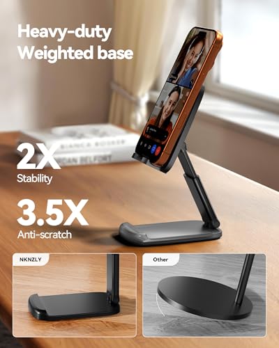 NKNZLY 2 Pack Cell Phone Stand for Desk, Foldable Mobile Phone Holder-Black