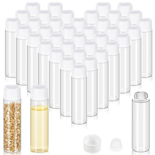 Lallisa 80 Pcs 7 ml Glass Vials with White Screw Caps and Plastic Stoppers, 2 Dram Clear Small Leakproof Bottles Bulk, Mini Liquid Sample Vials for Essential Oils, Sample, DIY Craft - color: Clear with White Cap, size: 7 ml