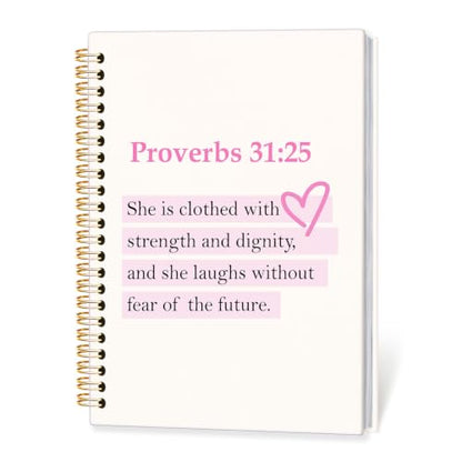 Christian Spiral Notebook for Women,Proverbs 31:25 Bible Journal,A5 - color: Bible-Proverbs 31:25