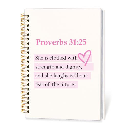 Christian Spiral Notebook for Women,Proverbs 31:25 Bible Journal,A5 - color: Bible-Proverbs 31:25