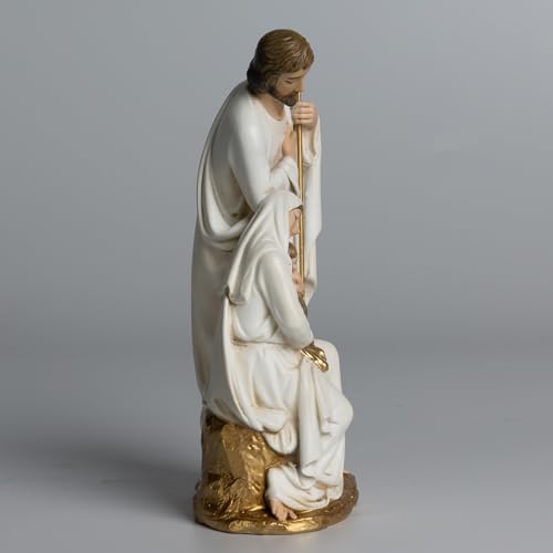 BC Catholic Holy Family Statue 6" H Sagrada Familia Mini Nativity Figurine - color: Gold & White, size: 6 inches H