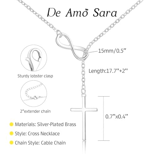 Cross Necklace for Women, Dainty 14K Gold Plated Cross Pendant Simple Long Necklaces for Women, Christian Faith Necklace Trendy Gold Jewelry Gifts for Easter - color: silver infinity cross necklace